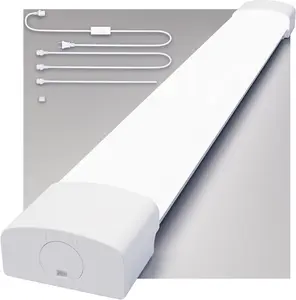 LED Shop Light Fixture, 2FT Linkable 18W Plug in Wall Light, 5000K Closet Light for Workbench Kitchen Basement, Under Cabinet Lighting, LED Tube Light Fixture with Plug, Triproof, White