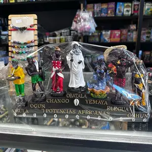 7 Potencias Africanas Statue Set Seven African Powers Orisha Figures Hand Painted Resin Figures for Altar Spiritual Decor