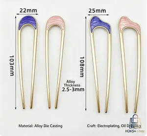 6PCS U Shaped Hair Pins for Women - Minimalist Metal French Hair Forks, Enamel Decorative Bun Hair Clips, Non-Slip Alloy Hair Sticks for Thick & Thin Hair, Elegant Hair Accessories for Daily, Wedding & Hairstyling