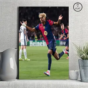 Lamine Yamal Soccer Celebration Canvas Wall Art, Football Star Victory Poster, Inspirational Sports Decor For Bedroom Living Room
