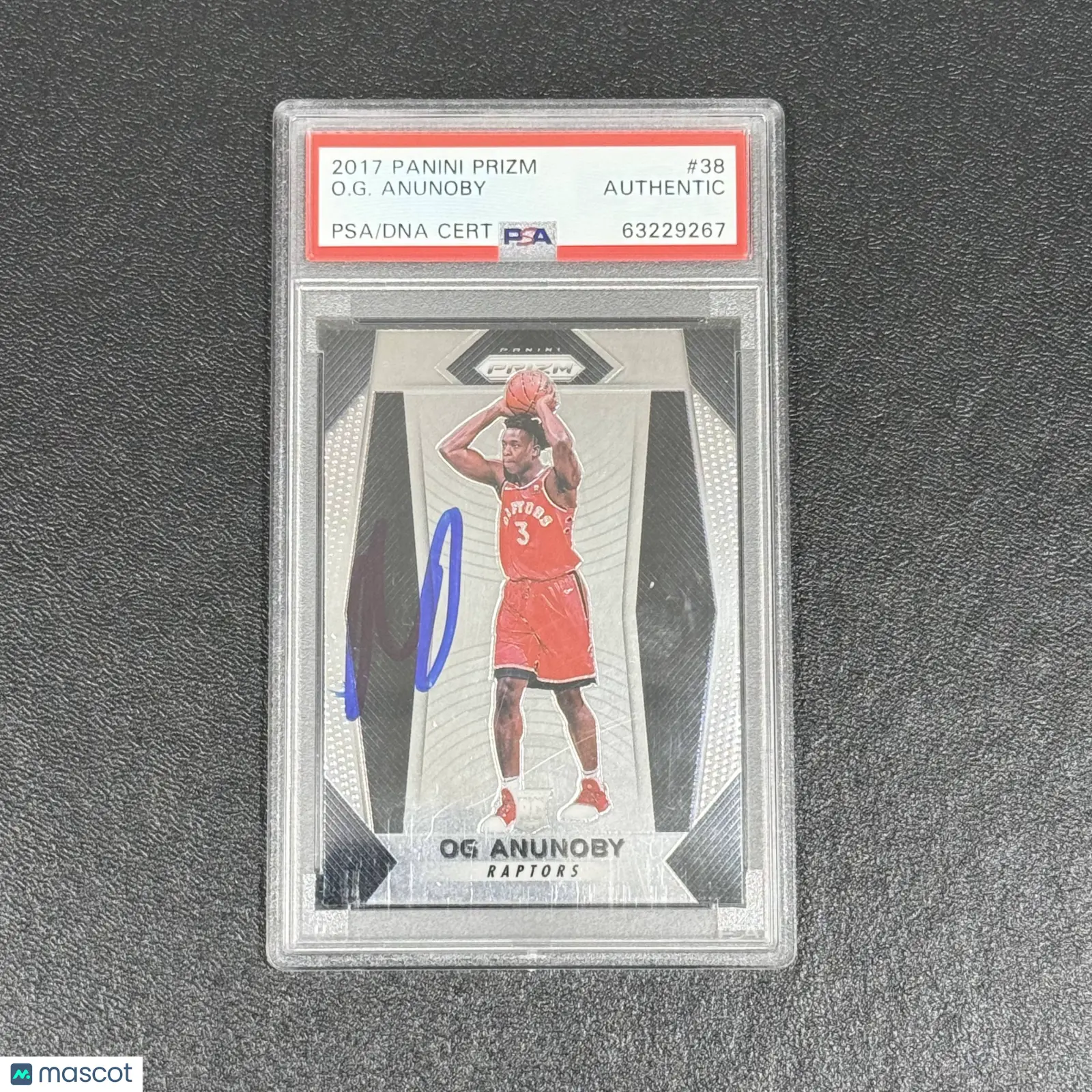 2017 Panini Prizm #38 Og Anunoby Signed Card PSA A Auto A Slabbed Raptors