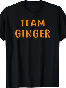 Funny Team Ginger Shirt for Redheads - Unisex Retro T-Shirt with Ginger Graphic Print Pure Short-Sleeve Tee for Men & Women Casual Round Neck for all-Season Wear (Machine Washable) - 220G