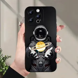 A Popular Creative Astronaut Planet Pattern Phone Case, Compatible with Iphone 16/15/14/13/12/11/XS/XR/X/7/8 Plus/Pro/Max/Mini - A Stylish Design Suitable for Everyone, Perfect As a Gift for Friends, Family, Boyfriends, Or Girlfriends.
