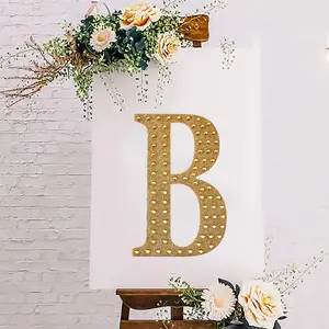Decorative Rhinestone Alphabet "B" Letter Stickers 8", Gold Glitter Adhesive Craft Letters - DIY Sparkle Embellishments
