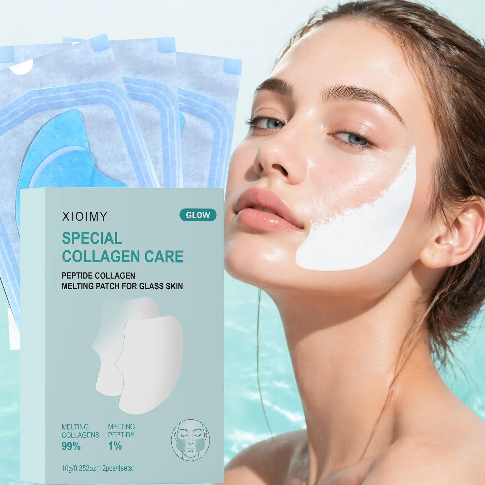 12pcs 6-In-1 Collagen Peptide Wrinkle Patches, Reduce Fine Lines, Lift and Tighten, Suitable for All Skin Types, at Home, Collagen Neck Patch