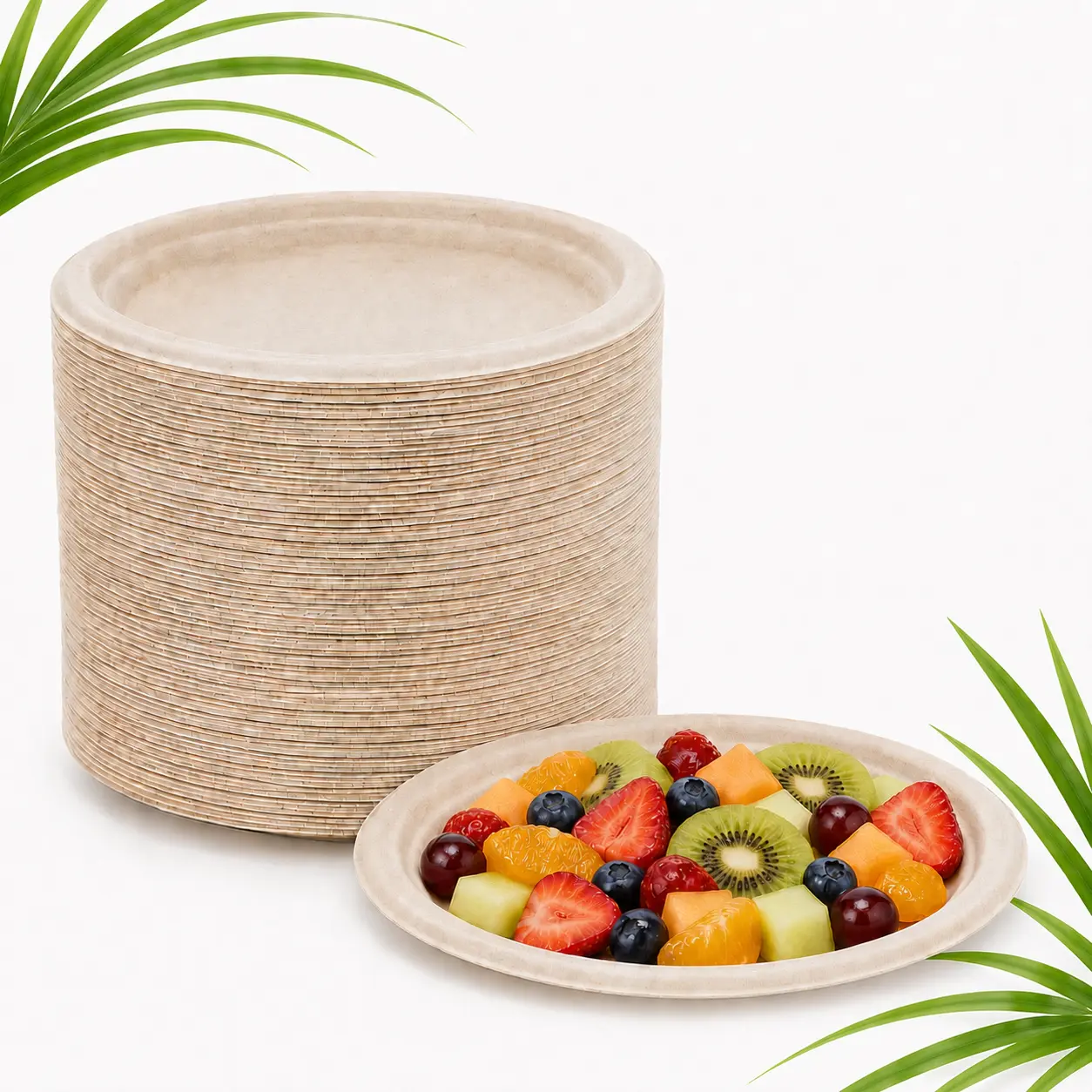 6-10in 500pc Disposable Round Paper Plates & Cutlery Sets (6in/10in, 200/500pc) - Toxin-Free, Plastic-Free, Thick Sturdy, Rustic Kitchenware for Luxury Birthday, Family Gatherings Peace,home essentials