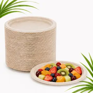 6-10in 500pc Disposable Round Paper Plates & Cutlery Sets (6in/10in, 200/500pc) - Toxin-Free, Plastic-Free, Thick Sturdy, Rustic Kitchenware for Luxury Birthday, Family Gatherings Peace