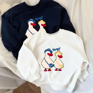 Lovely Sweatshirts 2026 Spring Autumn Clothes Loose Casual Crewneck Pullovers Simple Versatile Tops Baby Navy Round Neck Hoodies