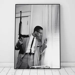 Malcolm X Gun Poster, Black and White, Vintage Photography, Malcolm X Print, African American Wall Art, Civil Rights Poster