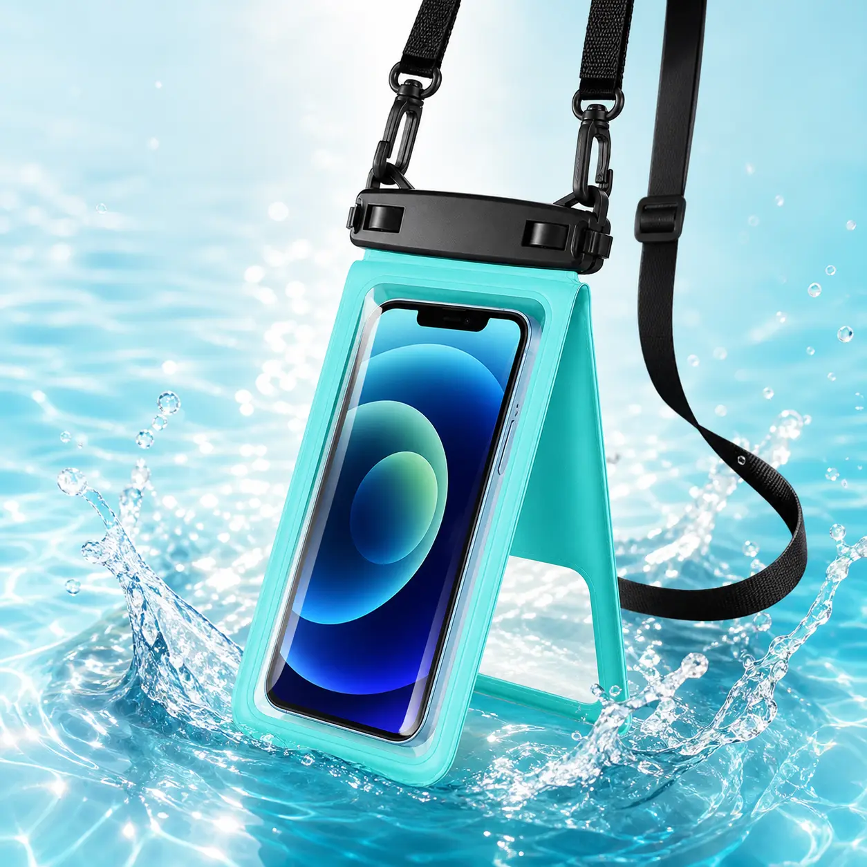 IPX8 Waterproof Phone Pouch for Swimming, Dual Pocket Dry Bag Fits 2 Phones, Touch Screen Underwater Phone Case with Adjustable Shoulder Strap, Waterproof Phone Holder for Beach, Diving, Snorkeling, Cruise, Travel and Outdoor Activities