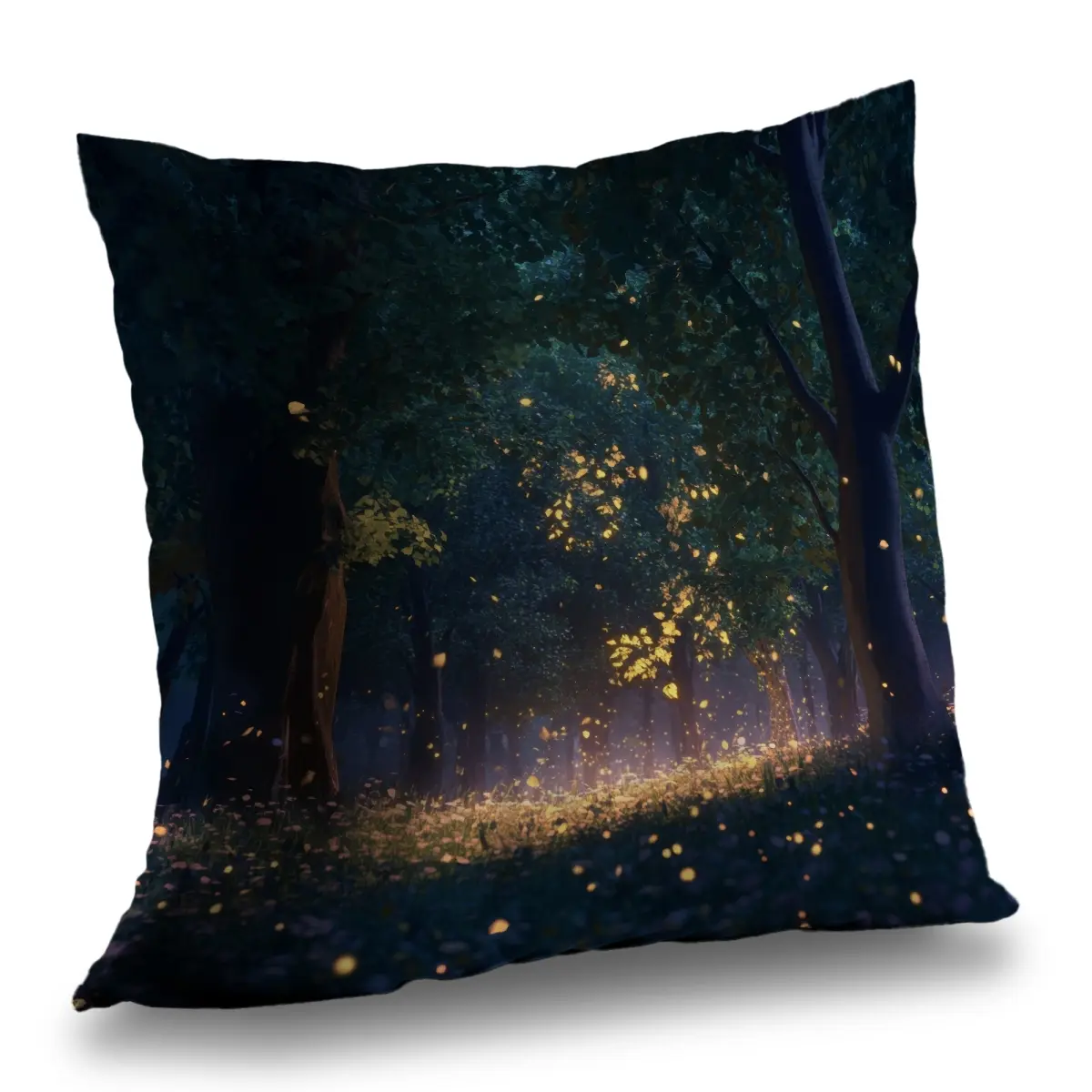 MWW C1PC2020UBU00G 20x20 in. Glowing Yellow Leaves Polyester Twill Throw Pillow, Decorated Standard Pillows for Home Decor