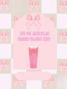 24 oz Acrylic Snow globe cup Drinkware Tumbler Washable Reusable