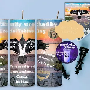 Emotionally Wrecked by Tobias Officially Licensed 20oz Stainless Steel Tumbler with Lid & Straw Ravenhood Series Beach Theme Drinkware