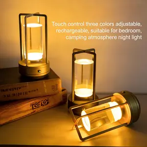 Cross Crystal Charging Table Lamp, Three-Color Adjustable, Perfect for Camping and Cozy Nights, USB Rechargeable, Portable Design for Bedroom, Patio, Campsite