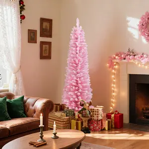 COSTWAY - 5 Feet Artificial Christmas Tree with 328 Branch Tips and Folding Metal Stand for Home