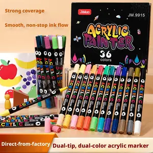 24-72 Color Dual Tip Acrylic Markers, Acrylic Drawing Markers, Soft Tips, Waterproof, Fast Drying, Non-Fading, Ideal for Artistic Creations on Various Materials