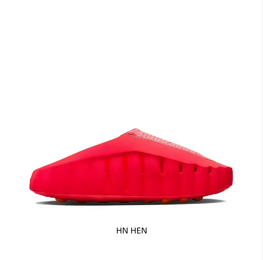 Bright Red Street Trend Mule Slide Slippers for Sports Collectibles Accessories, Large Hollow Ventilated Upper, Shock-Absorbing Non-Slip Outsole, Ideal for Daily Walking, Pool Party