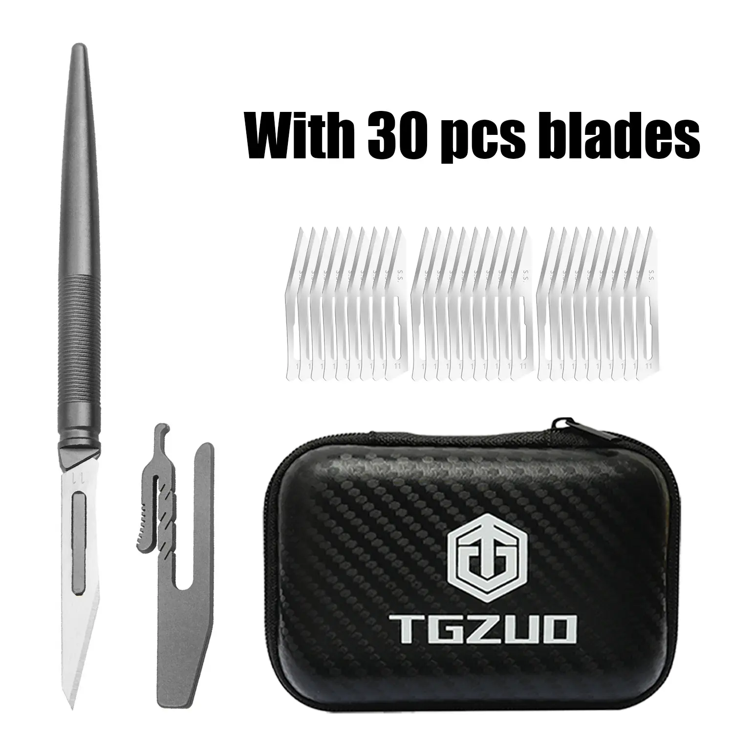 Titanium carving knife. Ordinary handmade DIY knives, fine tool accessories. With 30pcs blades