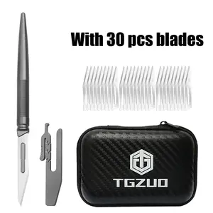 Titanium carving knife. Ordinary handmade DIY knives, fine tool accessories. With 30pcs blades