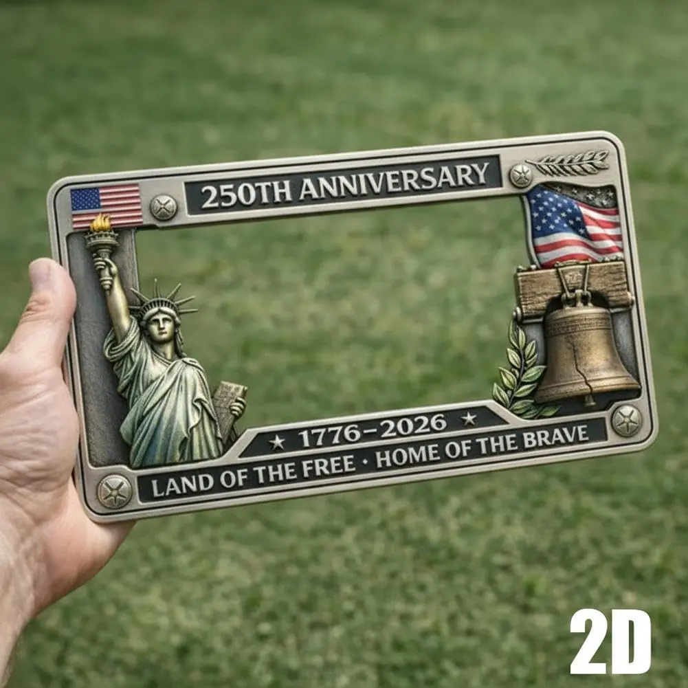 250th Anniversary Commemorative License Plate Frame, United States 250 Year American Car Plate Frame, License Plate Holder，Aluminum License Plate Frame Fits Standard