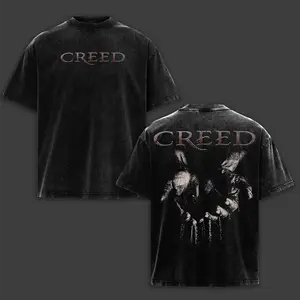 Creed - Hands & Sand Washed T-Shirt, Double Printed Music Band Washed Tee, Rock Band Double Printed Washed Hoodie, Gift For Band Fan Crewneck Casual Cotton Fabric Menswear