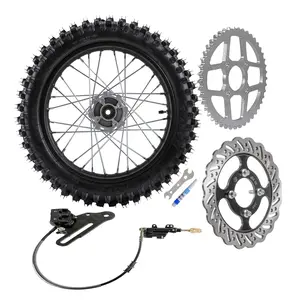 90/100-16 Rear Wheel16" Tire 1.85x16 Rim 220mm Rear Brake Disc Rotor 520 45T Chain Sprocket Brake Master Cylinder Caliper Assembly for Trail Dirt Pit Bike Motorcycle Scooter Razor Apollo DIY Rebuild