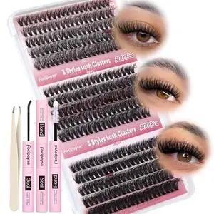 Focipeysa Cluster Eyelash Extensions Fluffy Eyelash Clusters with Bottom Lashes 14-20mm Lash Clusters 315pcs Individual Eyelash DIY Lash Extension for Beginners (60D 80D 100D Mixed)