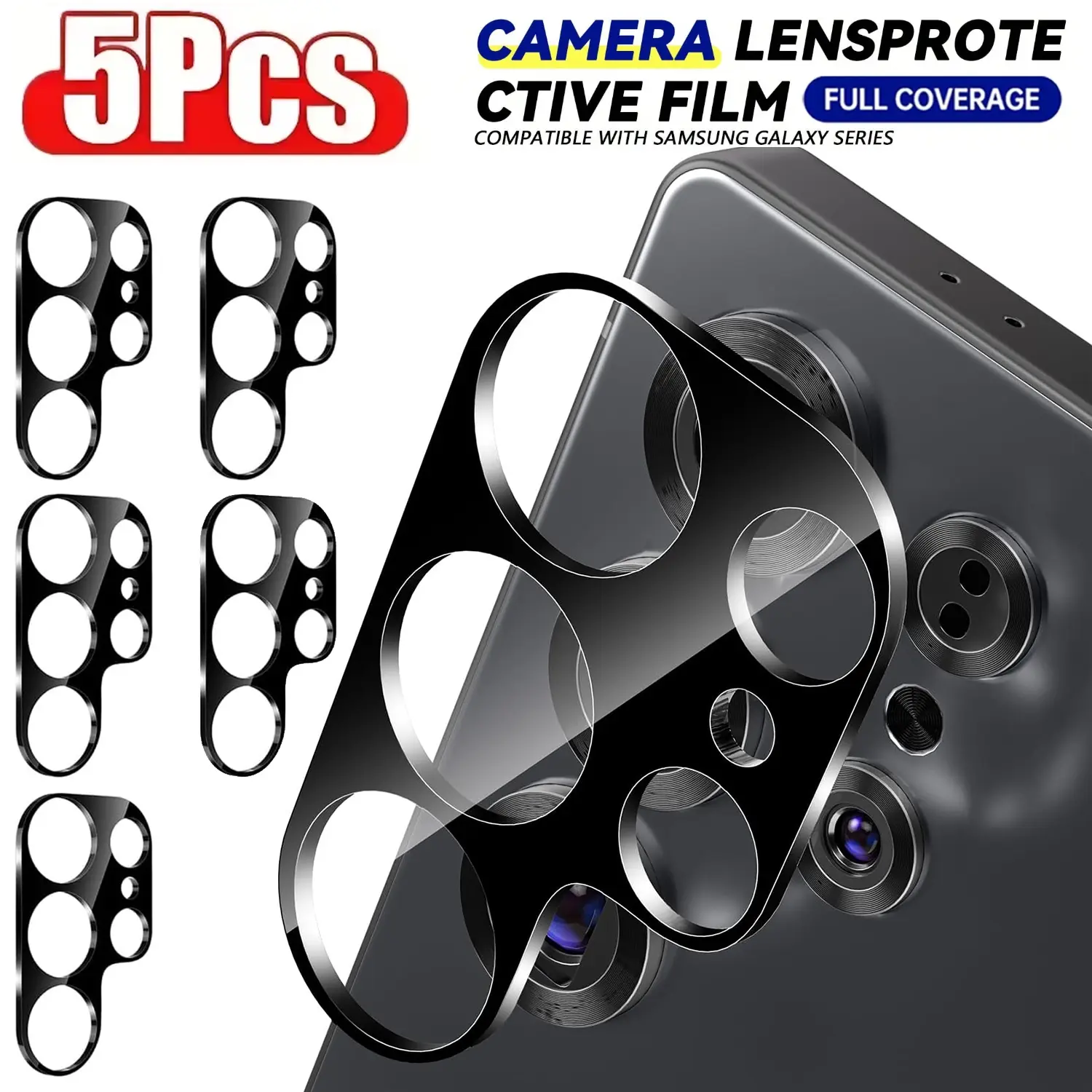 5 Pcs Camera Lens Protector for Samsung Galaxy S26 S25 S24 S23 S22 Ultra / Plus, Full Coverage Tempered Glass, HD Clear, Anti-Scratch