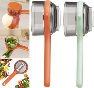 Peeler with Storage Box 2-Pack – Double-Sided Stainless Steel Fruit & Vegetable Peeler, Built-In Peel Container FRAGRANTGARDEN