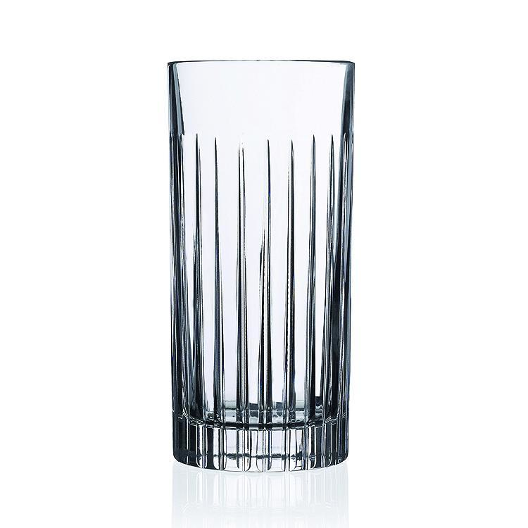 212 MAIN 15oz Crystal Highball Glass Set - Highball Shape, Modern Cut, Straight Line Design (Lorenzo Imports 245630)