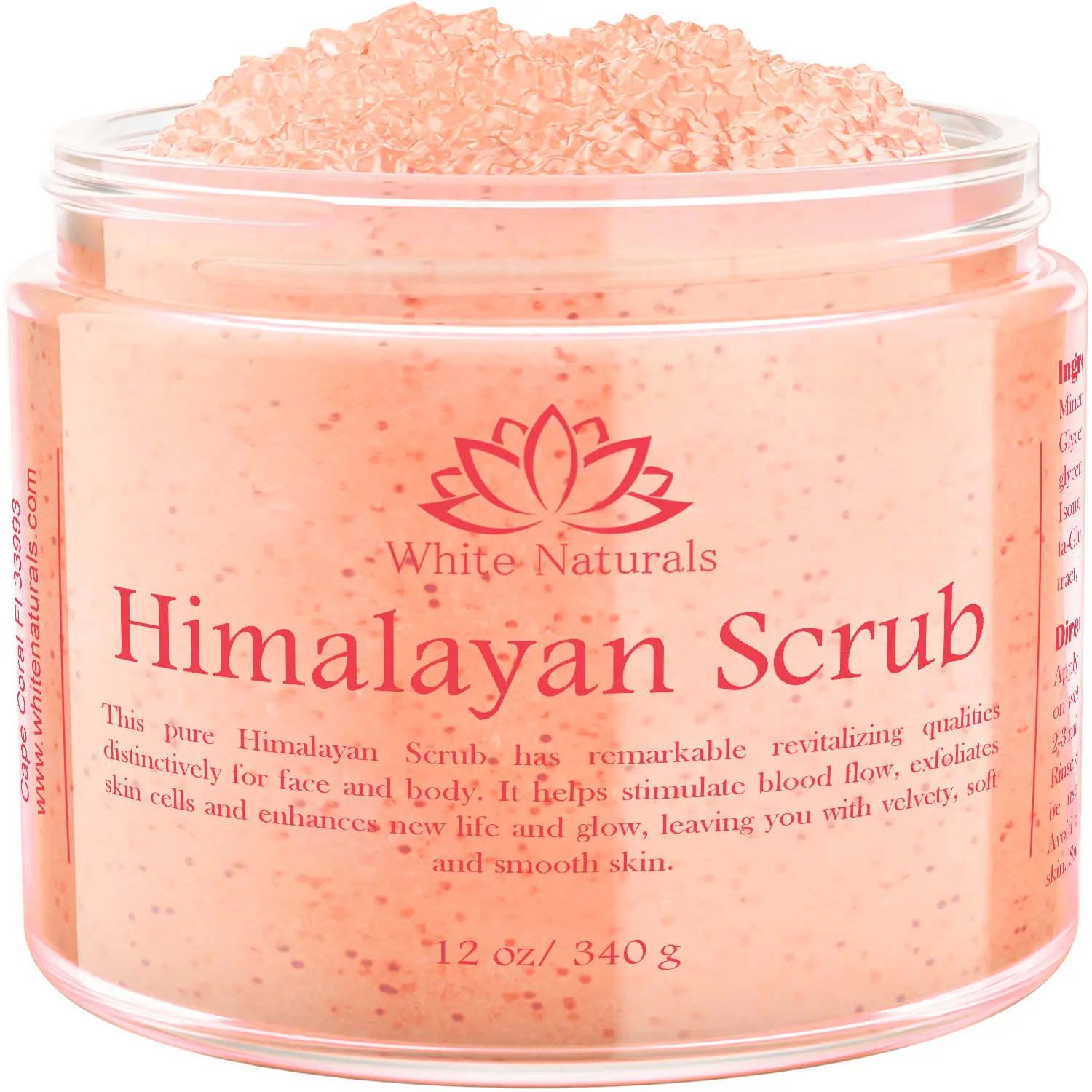 White Naturals Himalayan Pink Salt Scrub - Nourishing Body Care Exfoliator, Natural Skin Care Cleanser