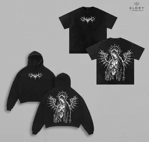 Y2K Gothic Pray Angel Washed Hoodie, Pray Angel Tshirt – Dark Aesthetic Streetwear, 2k Clothing,Menswear Oversized Tops, gym,Clothing,Clothes gothic y2k, Vintage Men