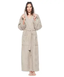 Women's Hooded Empress Turkish Cotton Terry Bathrobe Full Length Long