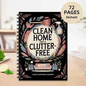 Elegant Spiral Notebook for Adhd Management, Includes Cleaning Plan, Daily Weekly Monthly Yearly Housework Lists & Schedules