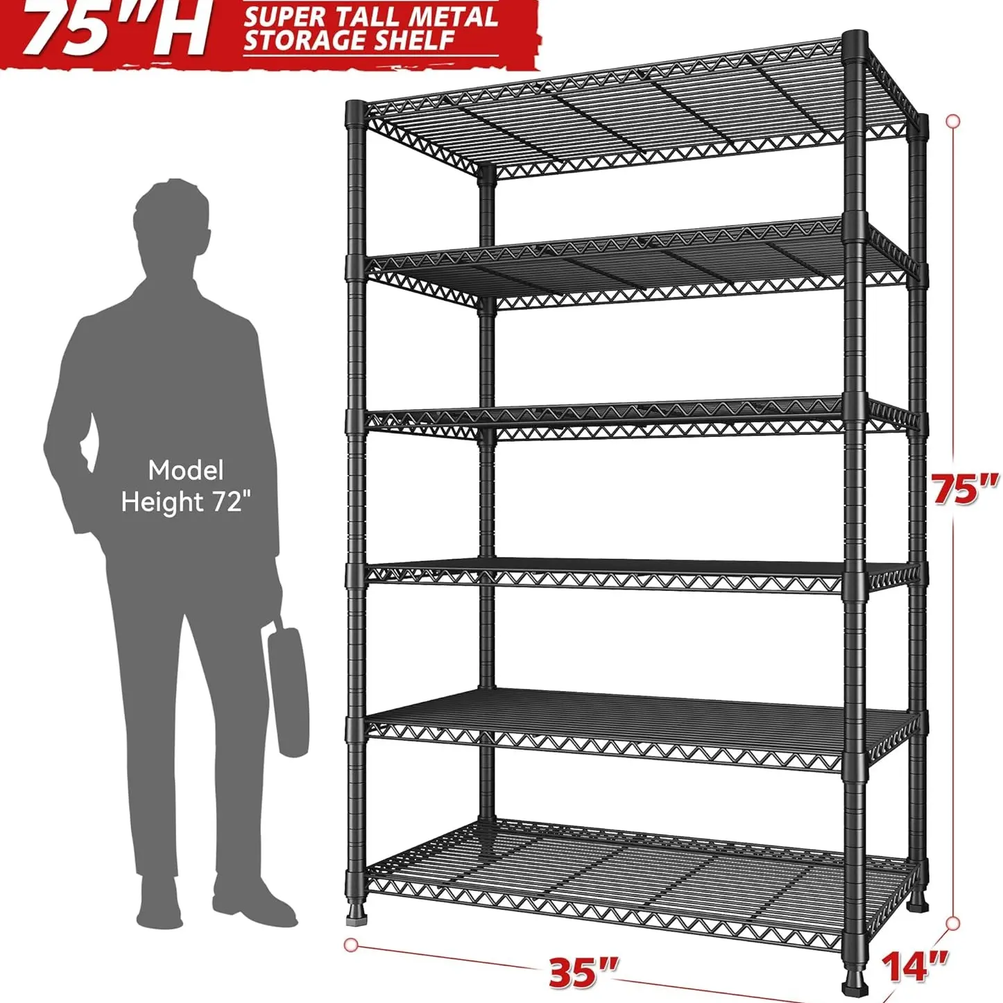 6 Tier&1000LBS-35"W*14"D*75"H