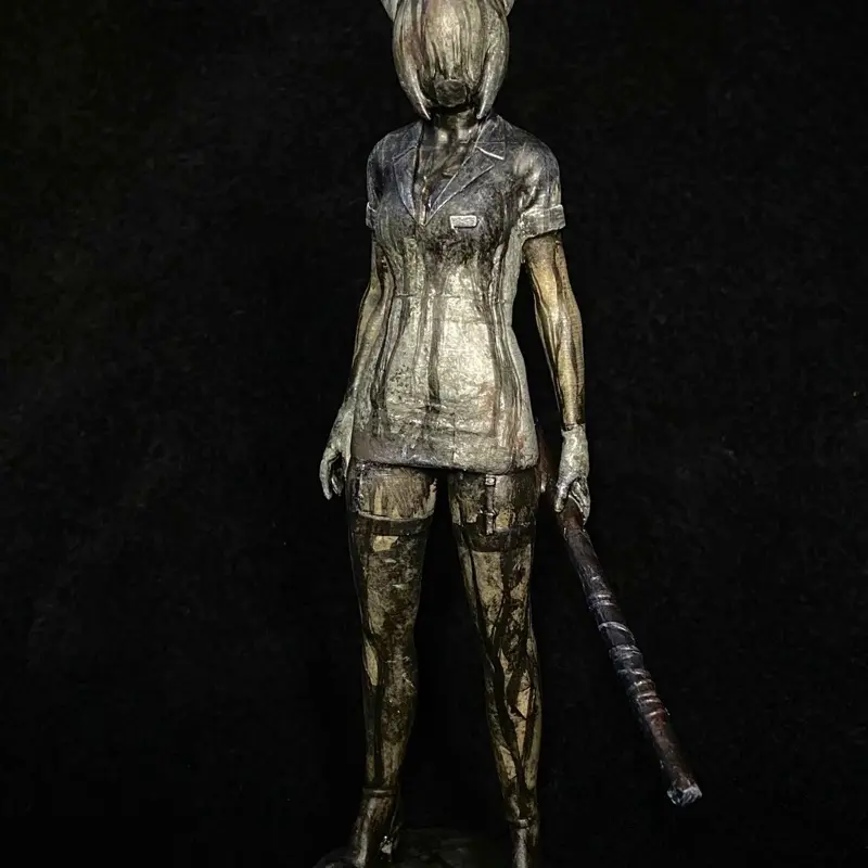 Silent Hill 2 Remake Bubblehead Nightmare Realm Nurse Hand-Painted 3D Printed Horror Video Game Collectible Statue for Collectors