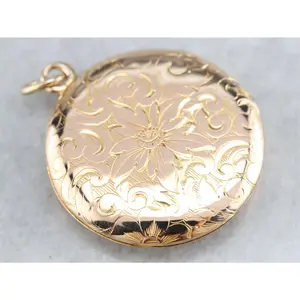 Vintage Gold Monogram Floral Locket