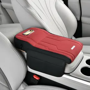 Car Armrest Console PU Leather Material, Side Bottom Design, Two Storage Pockets, Ergonomic Human Body Shape, Car Protection & Comfort, Car Organizers