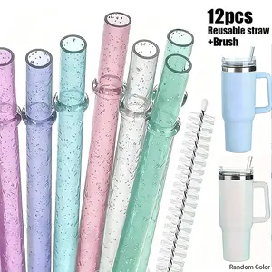 Durable Reusable Drinking Straws Set, Plastic Straws, Blue Mint Colors, Ideal for Restaurants Travel Parties Gifts, Compatible with Cups