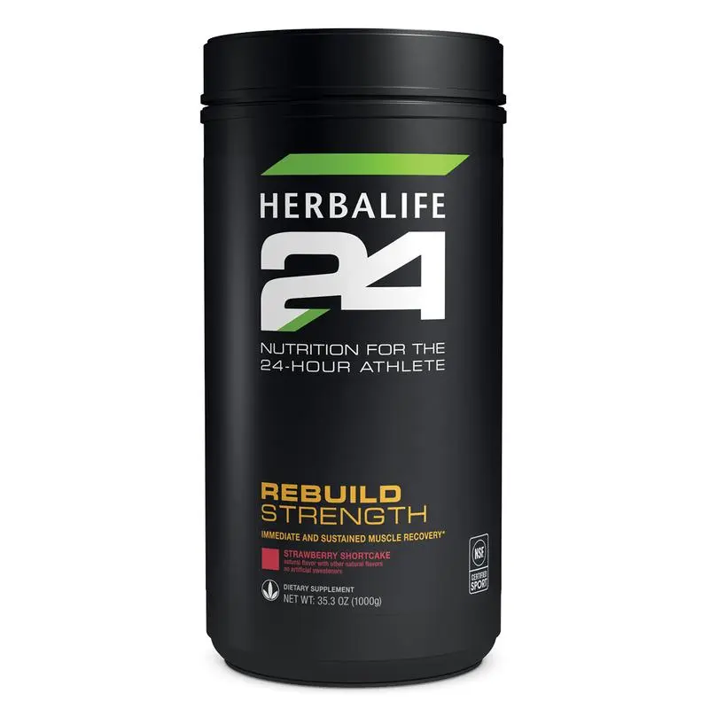 Herbalife24 Rebuild Strength Strawberry Shortcake Canister Protein Drink Mix for Muscle Maintenance & Post-Training Recovery