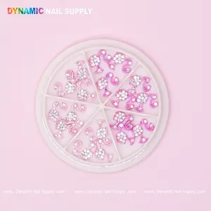 12-Piece Decorative Barbie Girl Head Nail Art Wheel Pack for Nail Designers (Light Pink, Hot Pink)