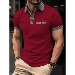Stylish And Comfortable Men'S Plus Size Plaid Polo Shirt With Unique Graphic Print, Perfect For Dressing Up Or - Classic Check Design