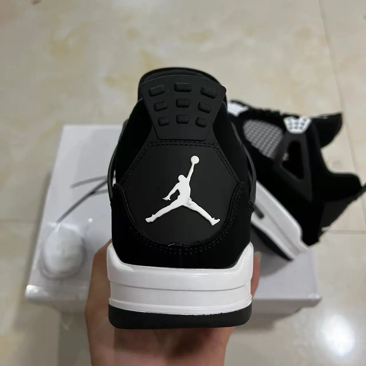 Brand New Sealed Unisex Black Smooth Leather Mid Top Retro Basketball Sneakers, Breathable Mesh Panel White Rubber Midsole Casual Street Sports Shoes With Original Shoe Box