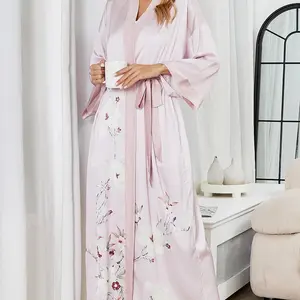 Women's Comfort Floral Kimono Nightwear, Loose Cover Up Cardigan For Women, Womenswear Coats Loungewear Gowns Nightwear