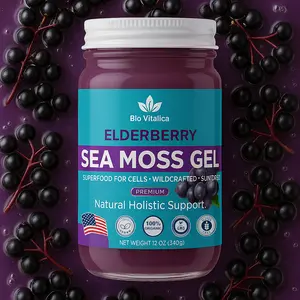 Sea Moss Gel - Irish Sea Moss Raw Gel Elderberry | Vegan Superfood Supplement Rich in Minerals & Vitamins – Boosts Immunity, Metabolism, Skin, Hair & Digestion Healthcare Dietary Organic Fitness Edible
