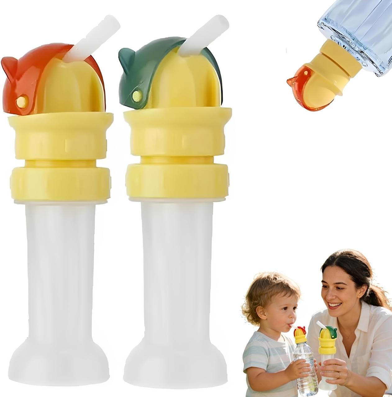 2 Pack Kids Water Bottle Spout Conversion Cap with Straw,Universal Fit for Juice,Water Bottles,Spill-Proof Flip Top Cover for Toddlers,Children