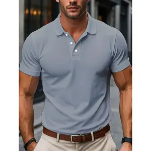 Men'S Classic White Polo Shirt - Stylish Short Sleeve, 100% Polyester, Button Collar, Perfect for Golf and Tennis, Summer Casual Wear