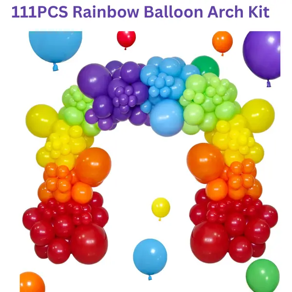 111PCS Rainbow Balloon Arch Kit, Colorful Latex Balloons Garland for Birthday Baby Shower Party Summer Gift Birthday Decorations
