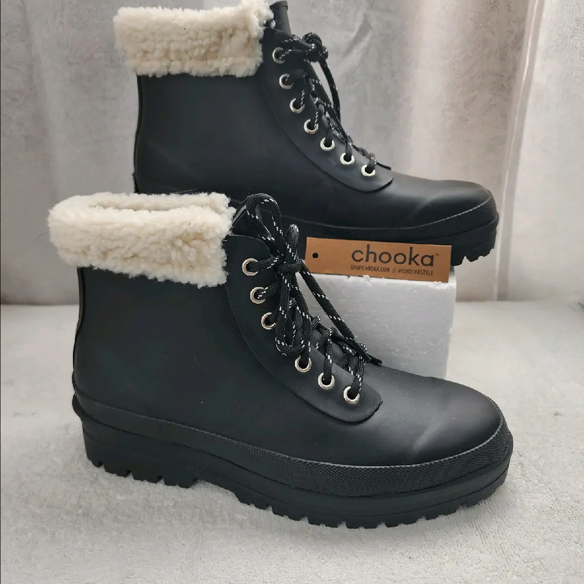 Chooka Redmond Shearling Hiker Rain Boots - Waterproof Women Sz-9-W New! Waterproof