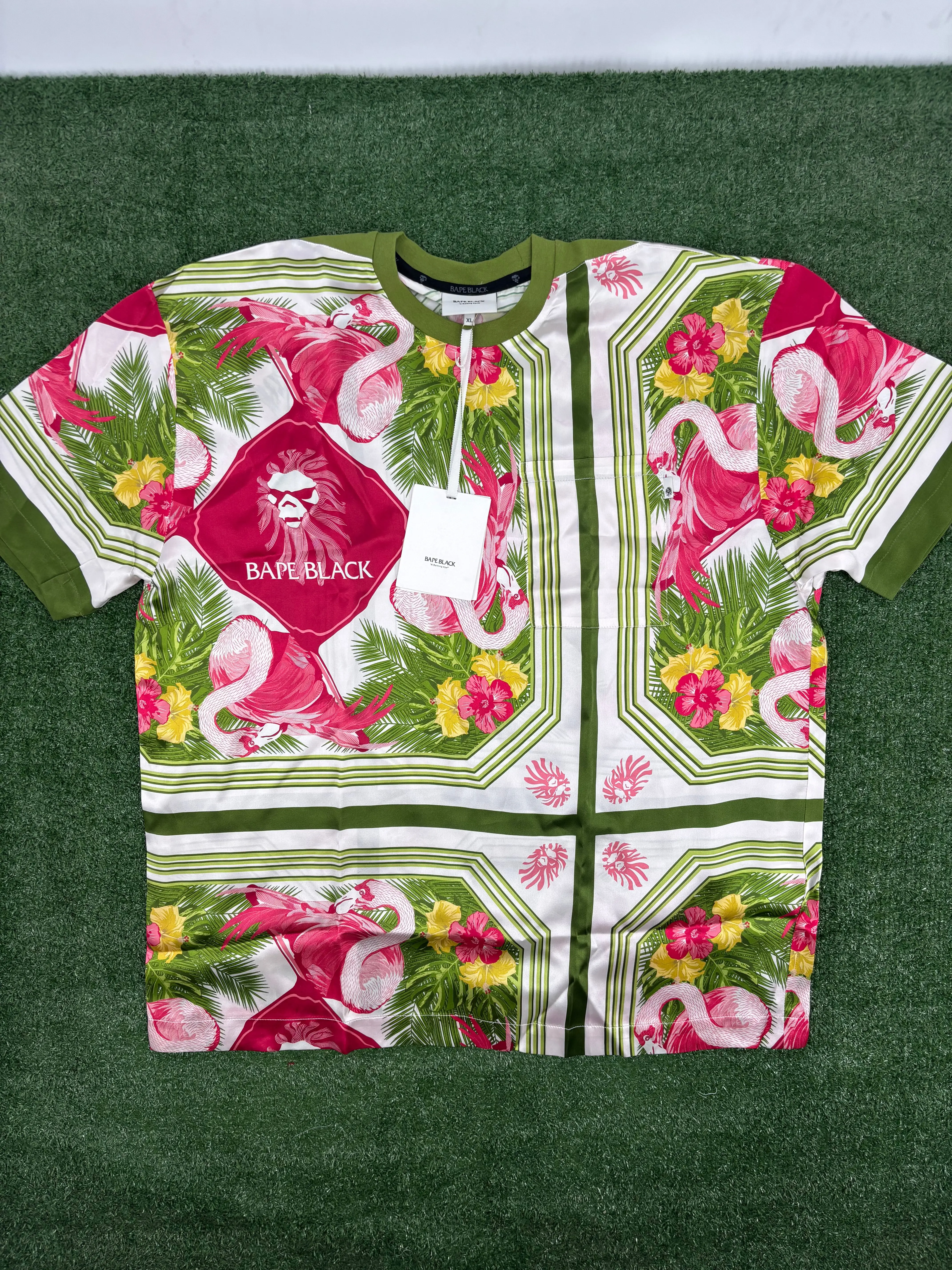 BAPE Black Japan Silk Multi-Color Jersey T-Shirt Size Large (MSRP: $370.00)